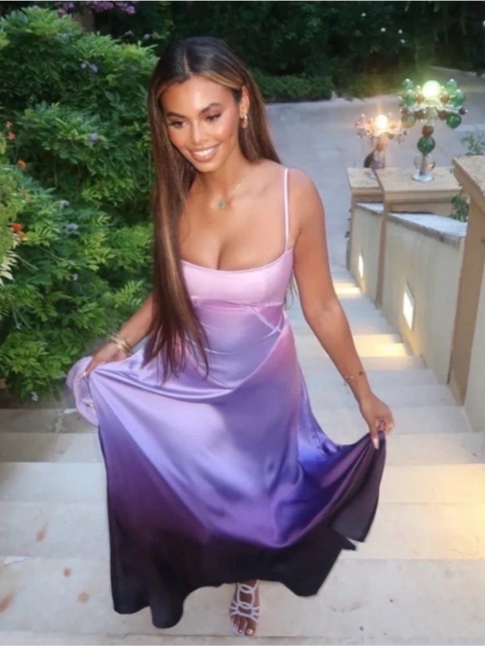 HOUSE OF CB 'Anabella' Ombre Lace Up Maxi Dress/Small (Plus)4-6 $345